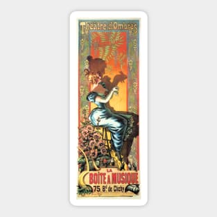 Theatre d' Ombres Play of Shadows La Boite a Musique Vintage Paris Musical Performance Advertisement Sticker